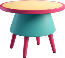 AI generated table with colorful table legs and a pink top png