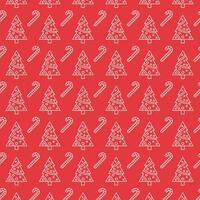 Christmas Tree Candy Cane Red Pattern Background Vector Illustration