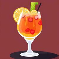 AI generated Liquor Cocktail Drinks Icon Clip Art Sticker Decoration Simple Background photo