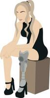 Illustration of a girl with a prosthetic leg in flat style. Flat Illustration on the theme of body positivity vector