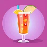 AI generated Liquor Cocktail Drinks Icon Clip Art Sticker Decoration Simple Background photo