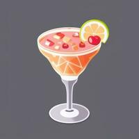 AI generated Liquor Cocktail Drinks Icon Clip Art Sticker Decoration Simple Background photo