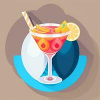 AI generated Liquor Cocktail Drinks Icon Clip Art Sticker Decoration Simple Background photo