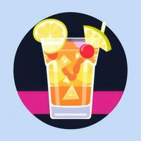 AI generated Liquor Cocktail Drinks Icon Clip Art Sticker Decoration Simple Background photo