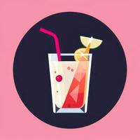 AI generated Liquor Cocktail Drinks Icon Clip Art Sticker Decoration Simple Background photo