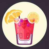 AI generated Liquor Cocktail Drinks Icon Clip Art Sticker Decoration Simple Background photo