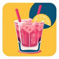 AI generated Liquor Cocktail Drinks Icon Clip Art Sticker Decoration Simple Background photo