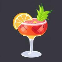 AI generated Liquor Cocktail Drinks Icon Clip Art Sticker Decoration Simple Background photo