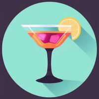 AI generated Liquor Cocktail Drinks Icon Clip Art Sticker Decoration Simple Background photo