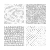 Set of ink hand drawn abstract seamless textures. Collection of four seamless pattern with scribbles, lines, semicircles and waves. Modern trendy background or illustration. vector