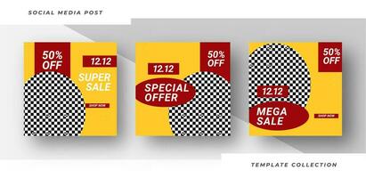 Set of editable square banner special offer watch social media post for promotion with product background. Pro Vector