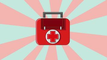Animated first aid box icon with rotating background video