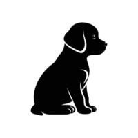 Simple Elegance logo icon Silhouette of a Puppy in Vector on White Background