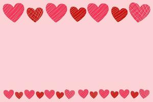 vector ligero rosado fondo, bandera con un marco de rojo y rosado corazones, golosinas en vidriar con sitio para texto para el Días festivos San Valentín día, boda, cumpleaños