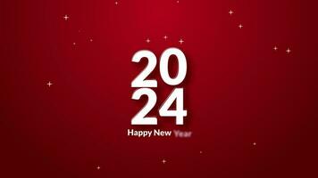 gelukkig nieuw jaar 2024 Aan rood achtergrond beweging grafisch lus animatie typografie viering concept video