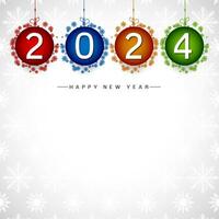 Modern Happy new year 2024 decorative colorful balls background design vector