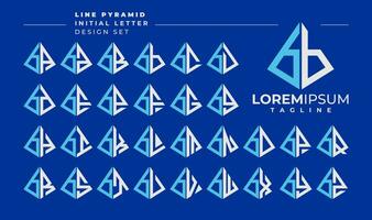 Line abstract pyramid initial lowercase letter B BB logo design set vector