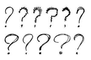 Hand drawn ink question mark illustration in sketch style. Elements for design vector