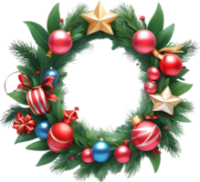 AI generated christmas wreath with flowers and bows on a transparent background png