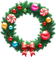 AI generated christmas wreath with flowers and bows on a transparent background png