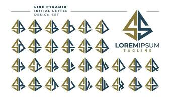 Set of geometric pyramid letter S SS logo design vector