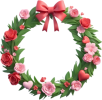 AI generated a wreath with flowers and a red bow on it png