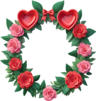 AI generated a wreath with flowers and a red bow on it png