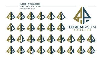 Set of geometric pyramid letter P PP logo design vector