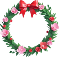 AI generated a wreath with flowers and a red bow on it png