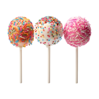 AI generated 3 Lollypops with Sweets on it on Transparent background - Ai Generated png