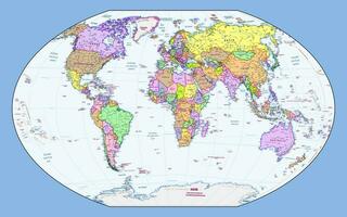 Spanish language Political world map Winkel-Tripel projection vector