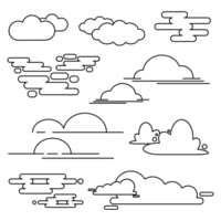 Flat set of different clouds with a transparent background png