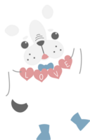 happy valentine's day with dog holding heart, love concept, flat png transparent element character design