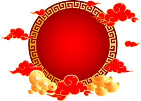 golden red china new year frame border element greeting festival for decoration gradient design png