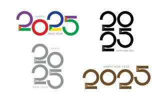 Set of 2025 new year logo text design concept. vector