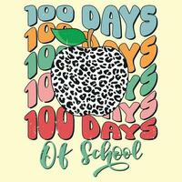 Vintage 100 Days Of School Design, Leopard Pattern Apple vector