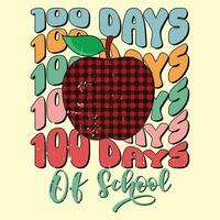 Vintage 100 Days Of School Design, Fabric Seamless Pattern in Apple vector