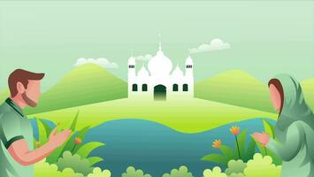 beweging animatie video voor eid al fitr, eid al-adha. moslim handdruk