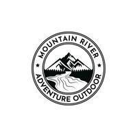 Mountain river logo design vintage retro style vector