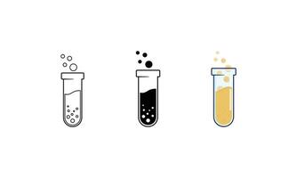 Multistyle icon of tes tube bottle science, silhouette, outline, colorful flat design style vector