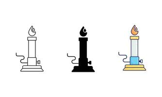 Multistyle icon of bunsen burner science, silhouette, outline, colorful flat design style vector