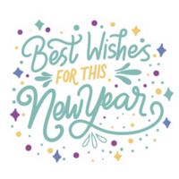 Happy new year wish lettering png