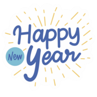 Happy new year cute typography png