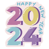 Happy new year cute typography png