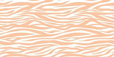 Seamless pattern with abstract zebra stripes. Animal print in delicate peach color. Vector graphics.