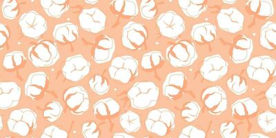 Seamless pattern with abstract cotton bolls. Soft delicate print in trendy peach shades. Vector graphics.