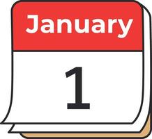 January 1 Calendar Icon. Vector Illustration. Flat Design Style.