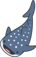 Whale Shark. Cute cartoon character. Hand drawn vector illustration.