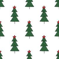 Seamless pattern with geometric minimal scandinavian Christmas tree doodle for decorative print, wrapping paper, greeting cards and fabric vector