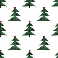Seamless pattern with geometric minimal scandinavian Christmas tree doodle for decorative print, wrapping paper, greeting cards and fabric vector